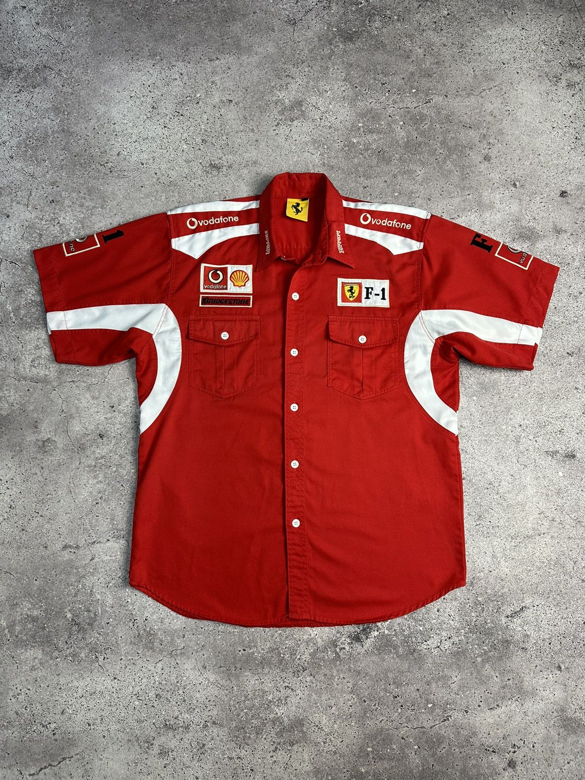 Ferrari × Vintage Vintage Ferrari Y2K Racing Jersey Shirt Formula Archival F-1 Size US XL / EU 56 / 4 - 1 Thumbnail
