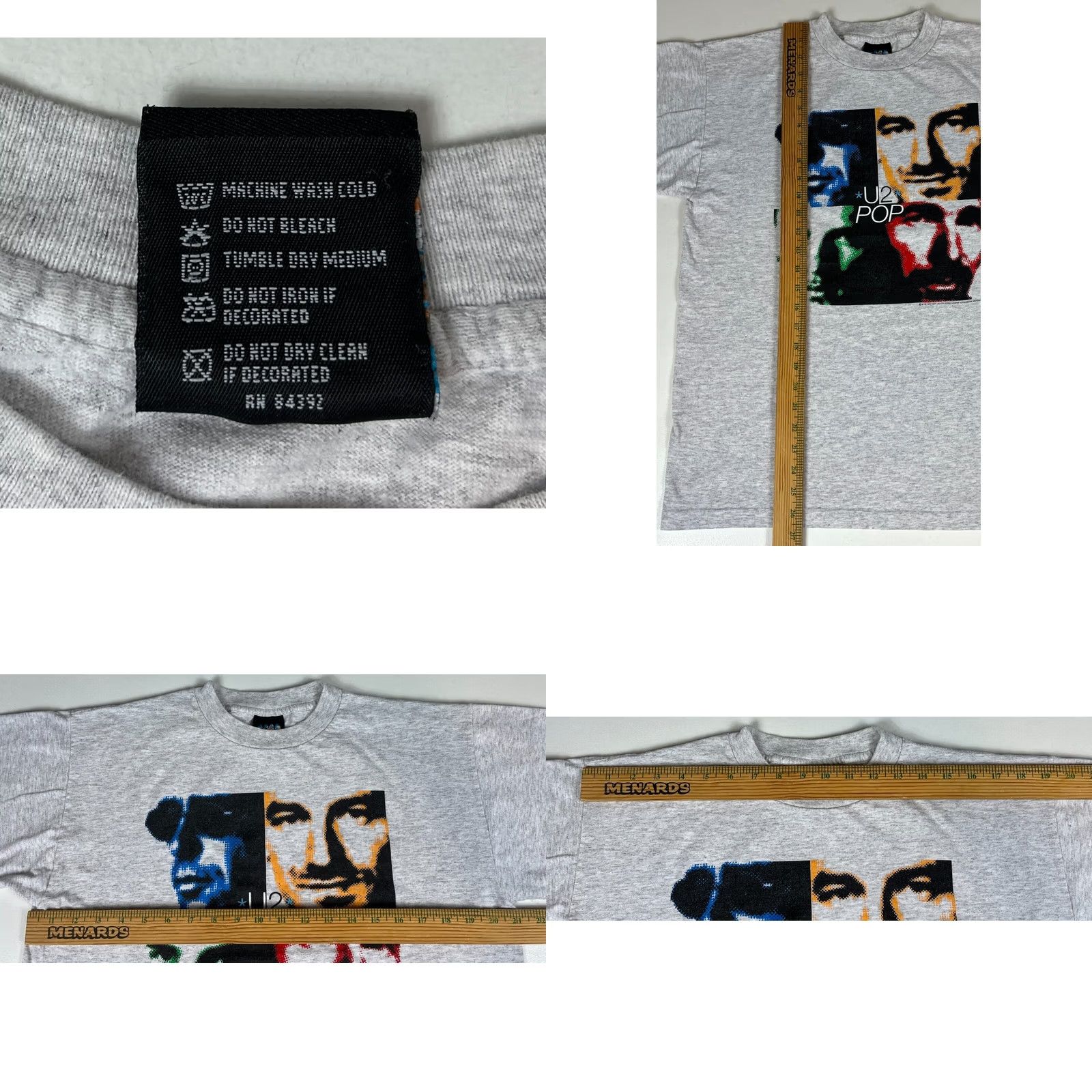 POP MART VINTAGE U2 Popmart Tour T-Shirt Double-Sided Sz L Shirt Unisex Adults Gray Cotton 1997 Rock Music 90s Mens (Size: L) Size US L / EU 52-54 / 3 - 8 Thumbnail