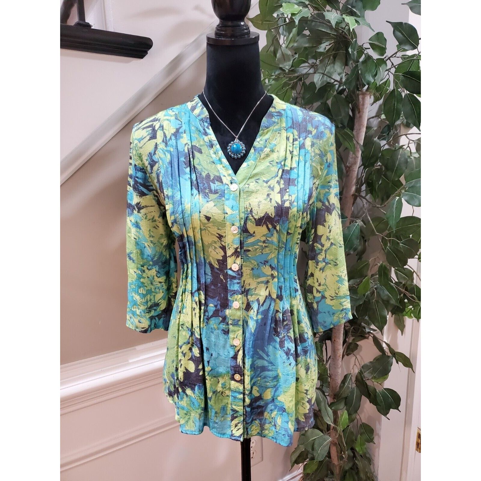 Other Ruby Rd. Floral Viscose Long Sleeve Button Down Shirt Small Size S / US 4 / IT 40 - 1 Thumbnail