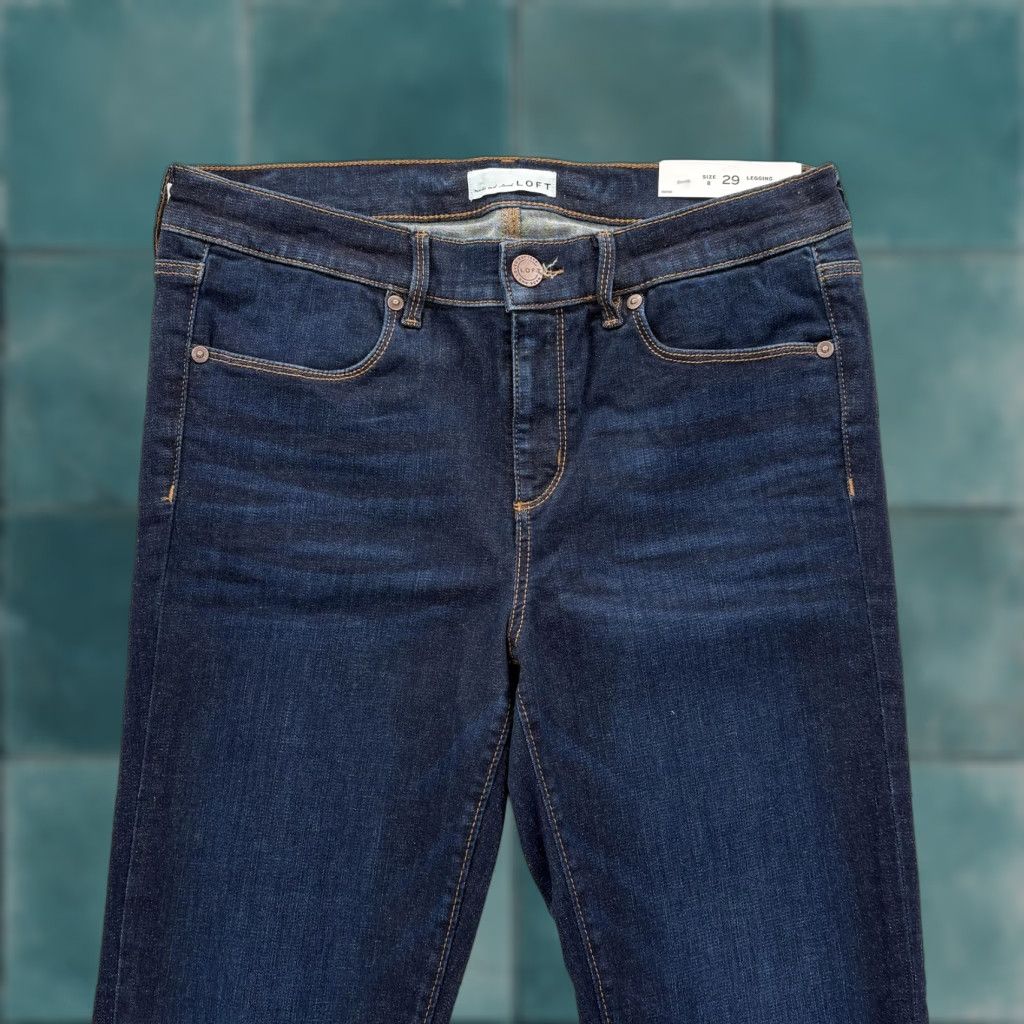 Loft VINTAGE Loft Jeans Womens 29/8 Dark Wash Blue Legging Skinny Stretch Denim Preppy Casual Size 30" / US 8 / IT 44 - 1 Thumbnail