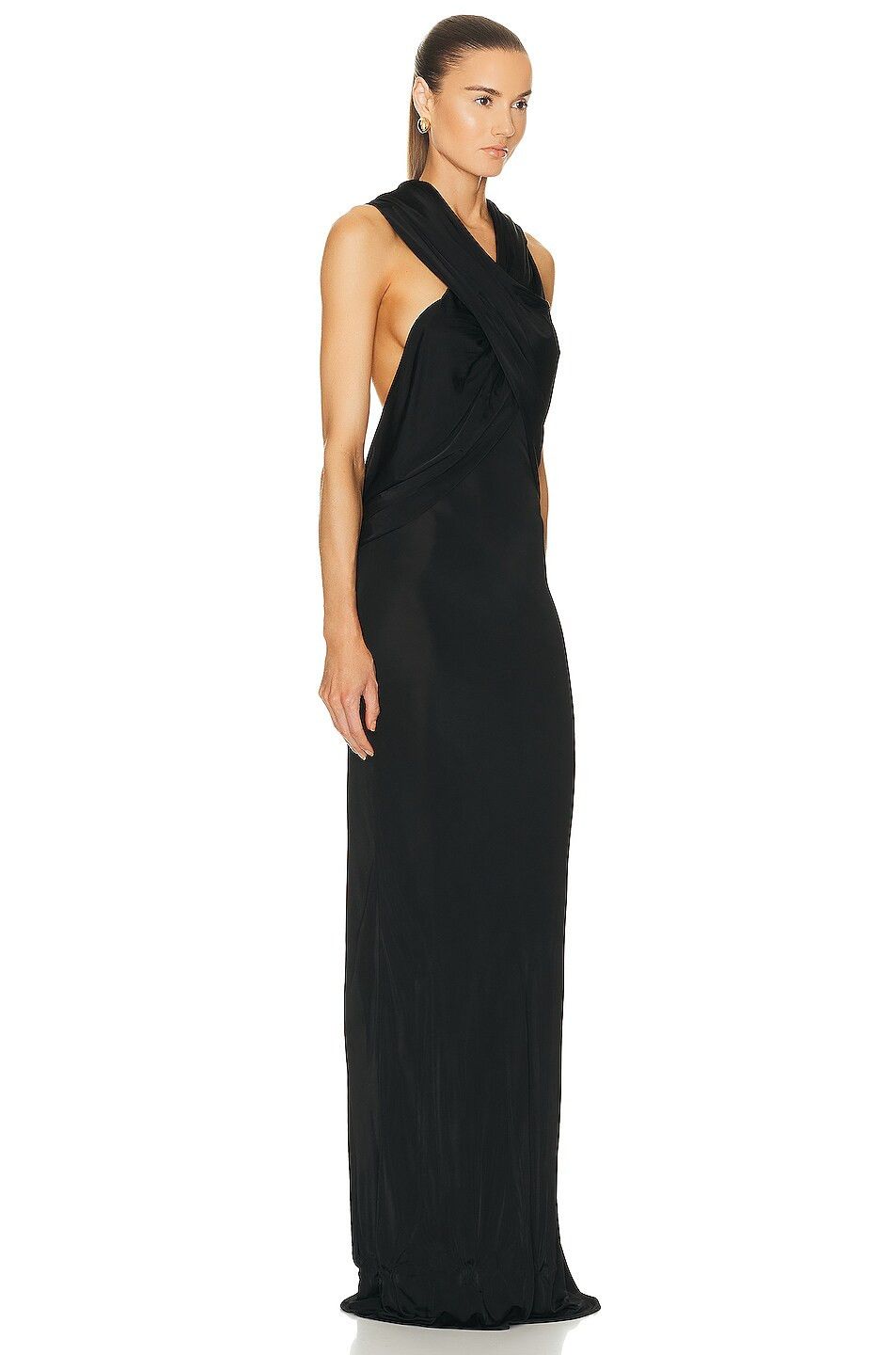 Saint Laurent Paris o1s1wg111124 Robe Jersey Shiny Dress in Noir Size XS / US 0-2 / IT 36-38 - 3 Thumbnail