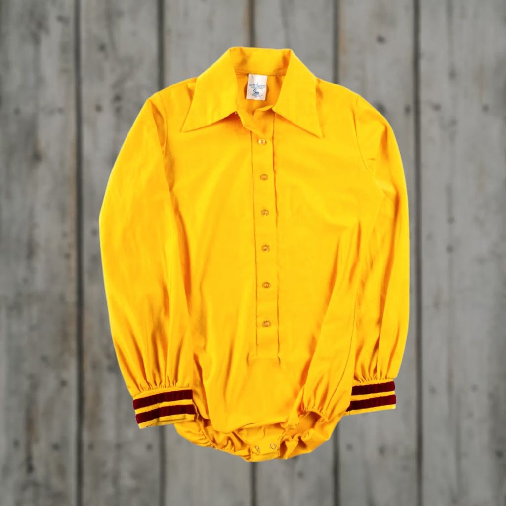 Sears Vintage Sears Yellow Button Up Bodysuit Small Long Sleeve Retro Top Size S / US 4 / IT 40 - 1 Thumbnail