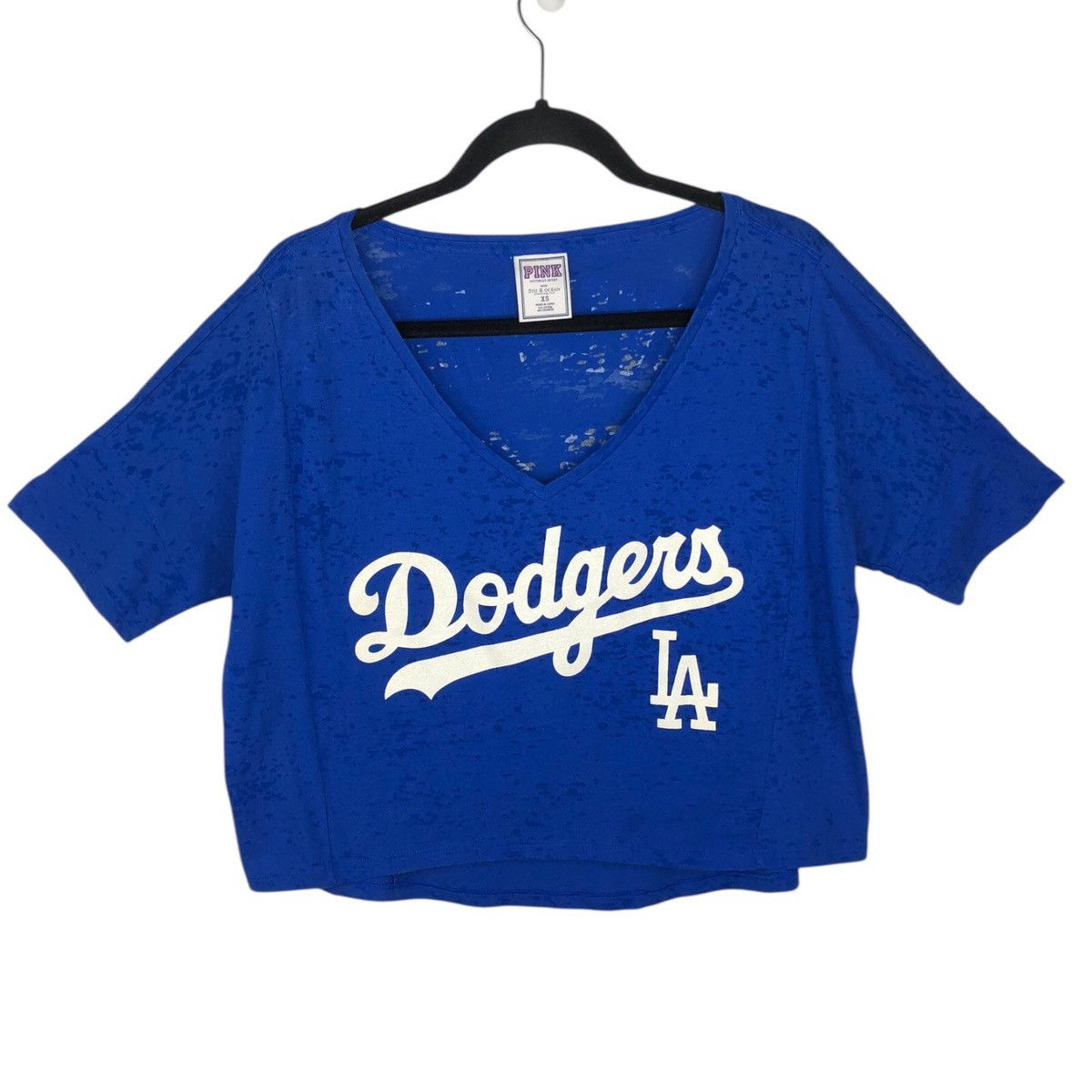Victoria's Secret VS PINK LA Dodgers Oversized Crop T-Shirt White Glitter Logo Size XS / US 0-2 / IT 36-38 - 2 Thumbnail