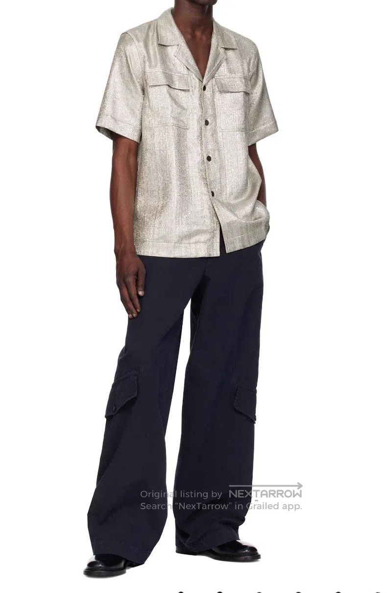 Dries Van Noten Dries Van Noten Silver Plain Weave Metallic Thread Shirt Size US XL / EU 56 / 4 - 3 Thumbnail
