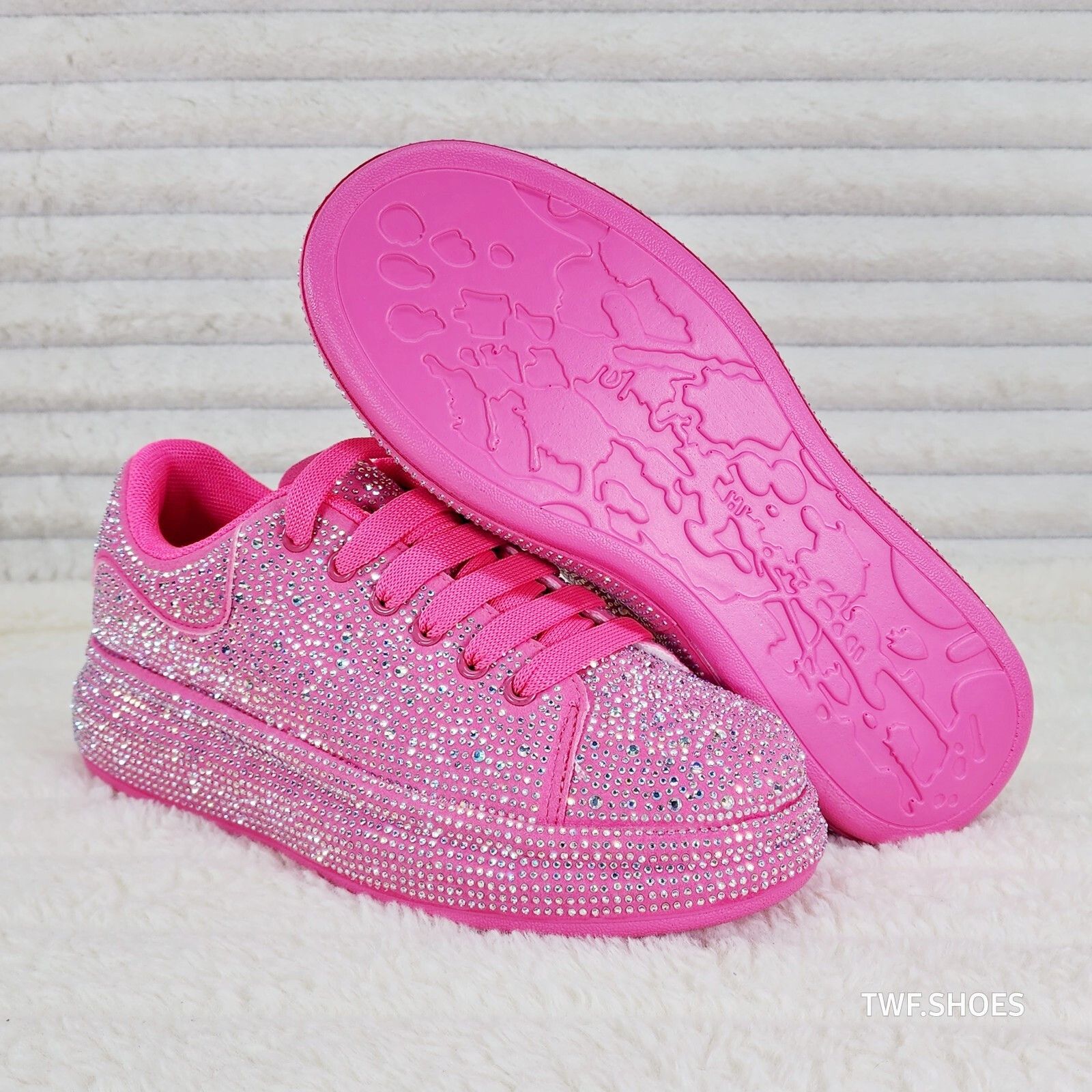 Other Dazzle Cush Bright Hot Pink Rhinestone Comfy Platform Sneake Size US 6 / IT 36 - 6 Thumbnail