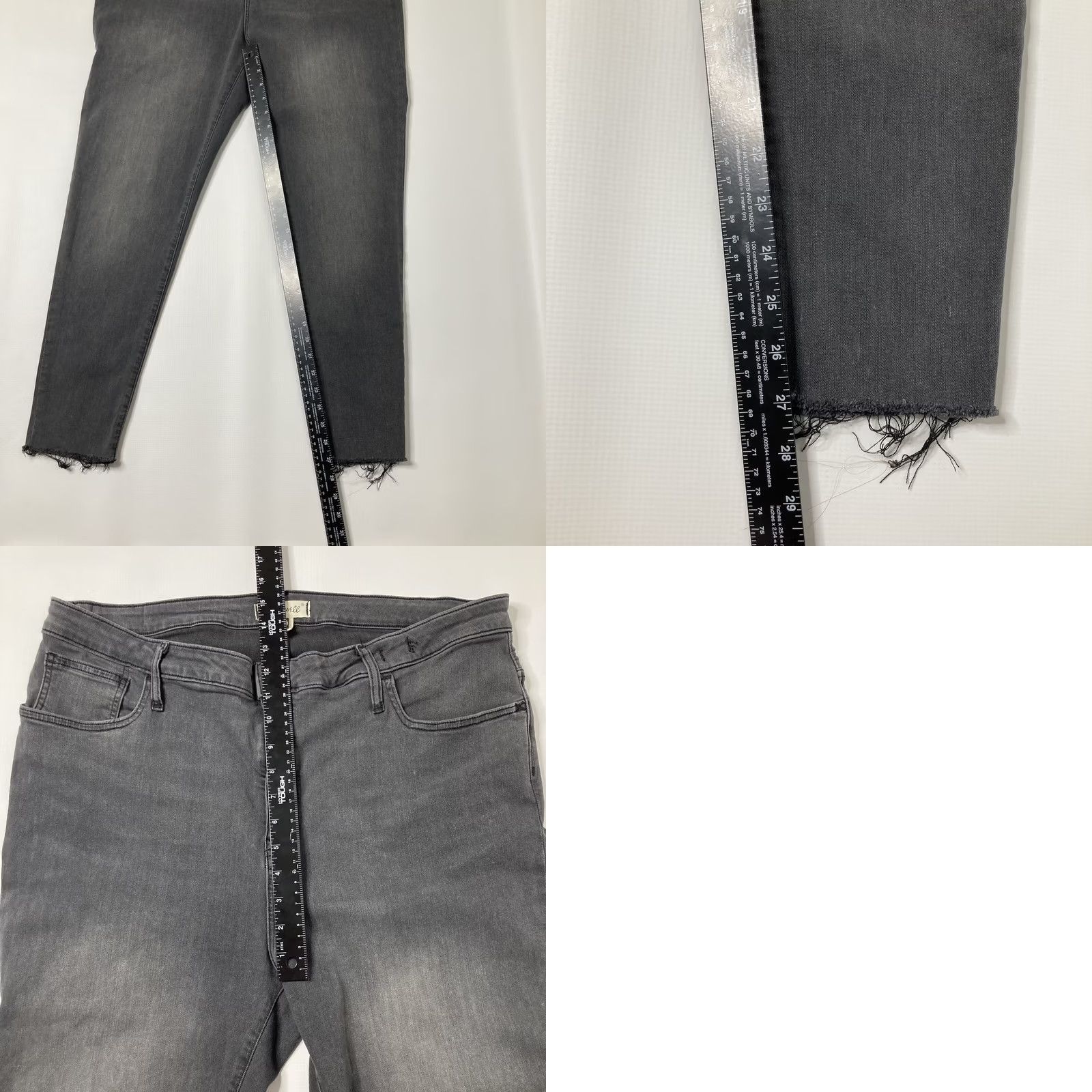 Madewell Womens Madewell High Rise 10" Skinny Jeans Size 35 Raw Hem Faded Black Jeans Size 24" / US 00 / IT 34 - 8 Thumbnail