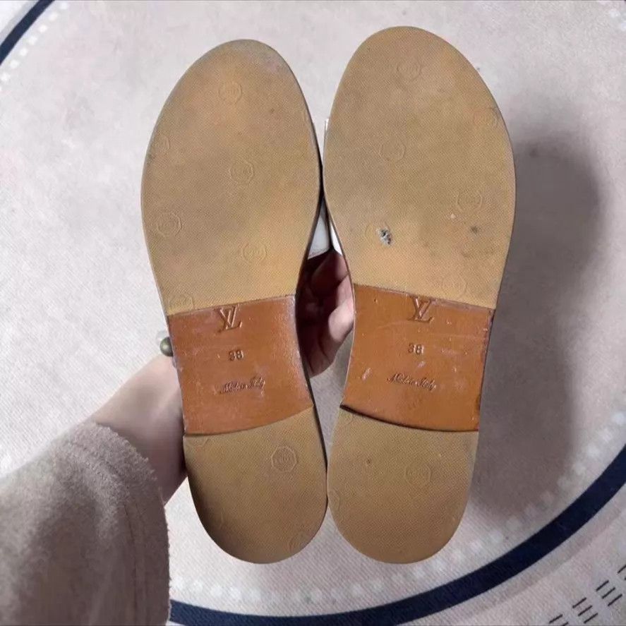 Louis Vuitton LV Monogram brown white colorblocked slippers 38 EU Size US 7.5 / IT 37.5 - 3 Thumbnail