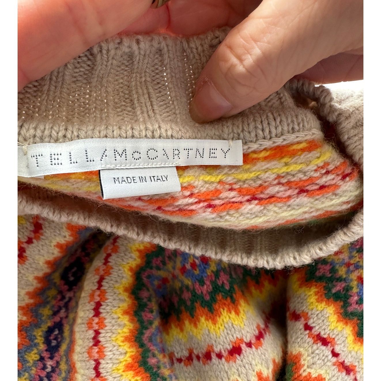 Stella McCartney Stella McCartney Multicolor Zigzag Wool 10 High Low Sweater Size L / US 10 / IT 46 - 10 Thumbnail