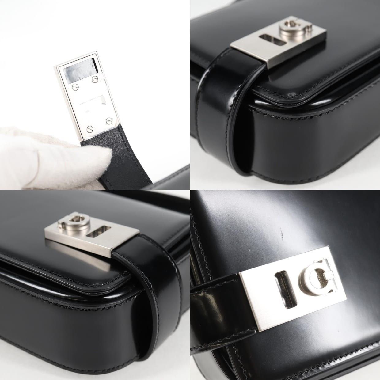 Salvatore Ferragamo Salvatore Ferragamo Patent Leather Gancini Black Size ONE SIZE - 10 Thumbnail