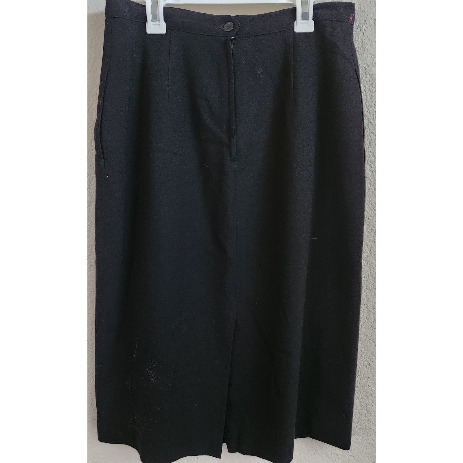 Other Black 100% Wool Below The Knee Skirt 10 Lined Lightweight Size 32" / US 10 / IT 46 - 2 Thumbnail