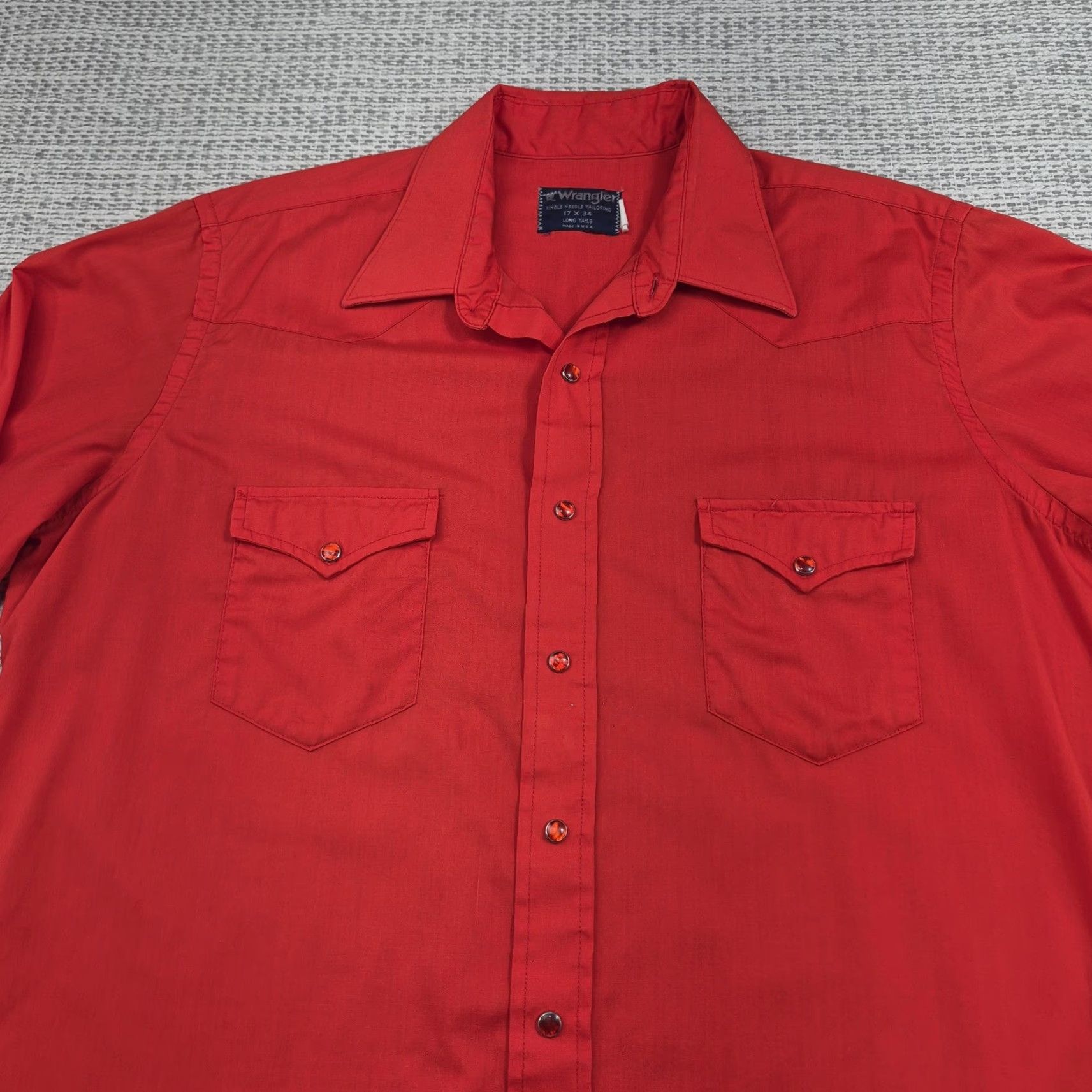 Wrangler VINTAGE Wrangler Shirt Mens XL Red Western Long Tails Button Front USA 70s Size US XL / EU 56 / 4 - 4 Thumbnail