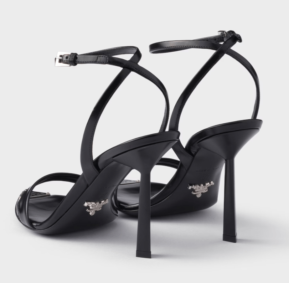 Prada Leather Pointed Toe Logo Ankle Strap Heel Sandal Pump 38 Size US 8 / IT 38 - 17 Thumbnail