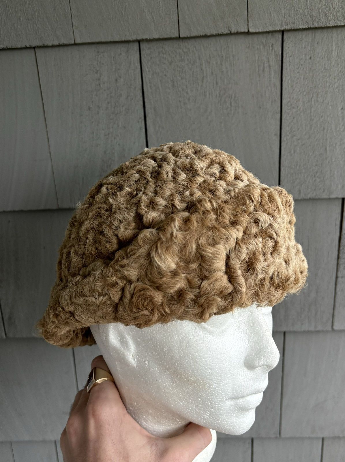 Vintage Vintage Fur Hat Astrakhan Cossack Wool Sheep Euro Russia Cap Size ONE SIZE - 3 Thumbnail