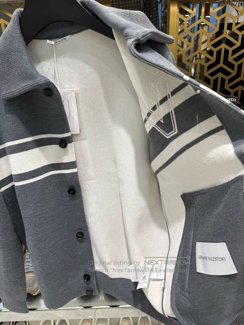 Valentino Valentino Gray striped knitted cardigan Size M / US 6-8 / IT 42-44 - 5 Thumbnail