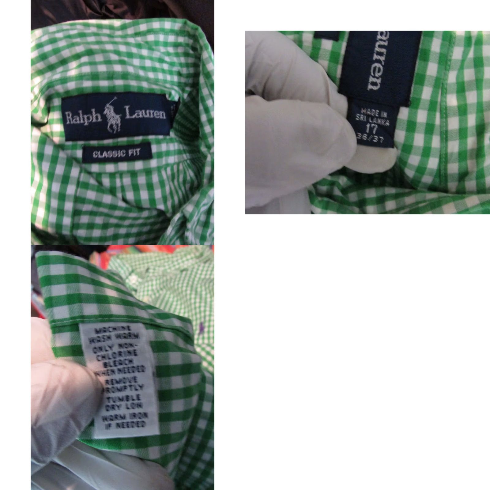Ralph Lauren Ralph Lauren Green & White Checkered Classic Fit Mens Size 17 36/37 - Pre-Owned Size 46R - 8 Thumbnail