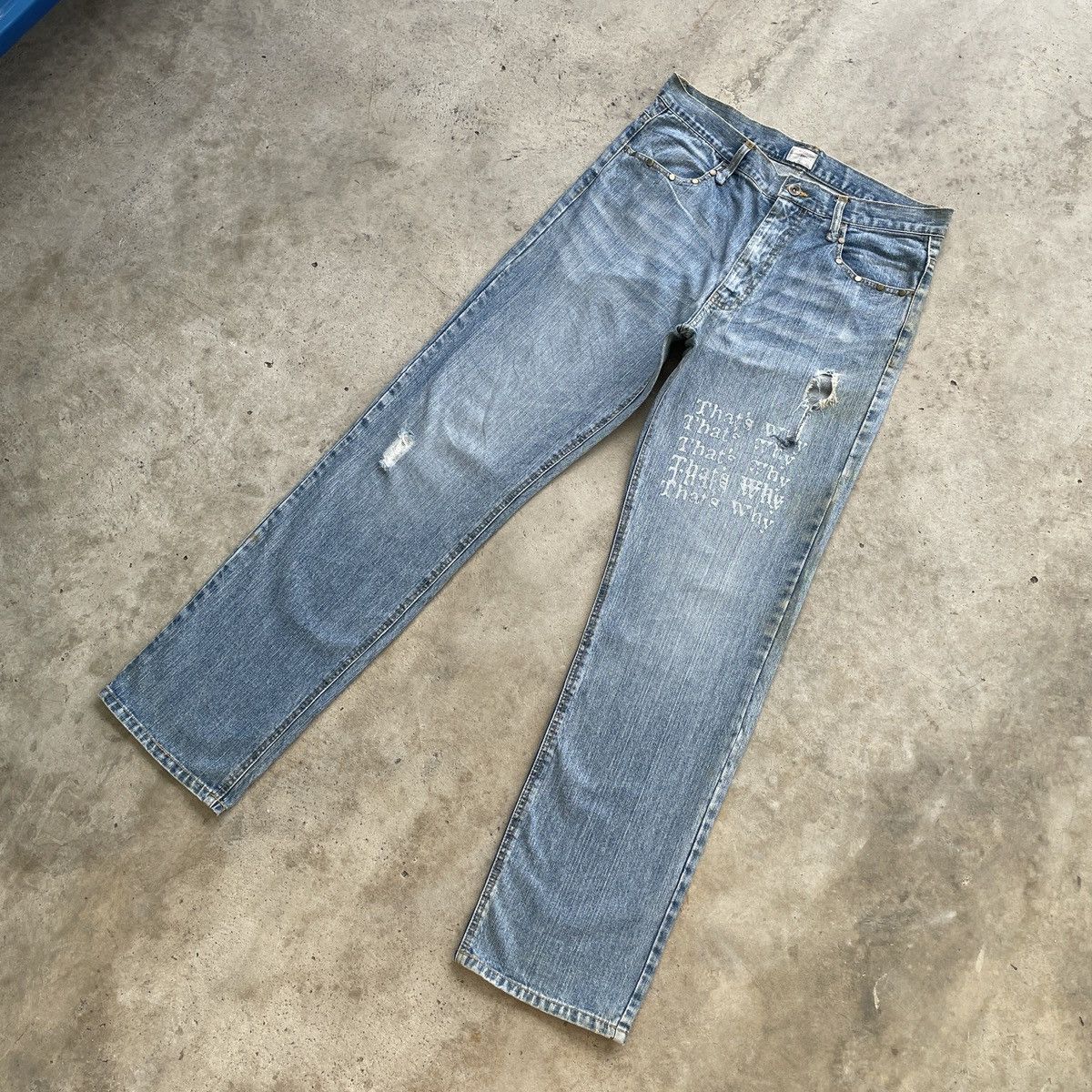 Japanese Brand × Jean × Vintage Vintage Euro135 Effect Faded Distressed Jeans Denim Pants Size US 34 / EU 50 - 2 Thumbnail
