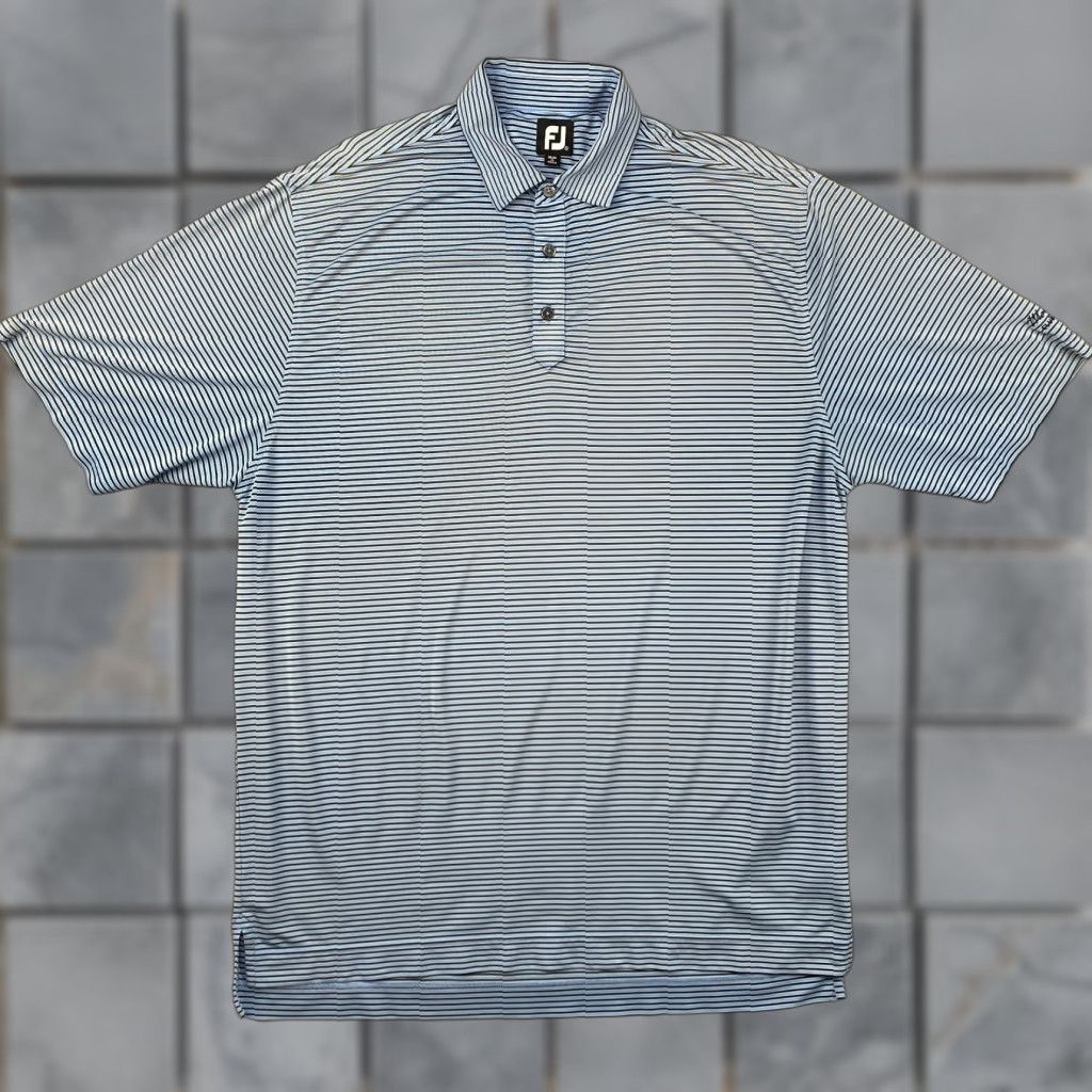 Vintage FJ Foot Joy Polo Shirt Mens XL Blue Striped Golf Size US XL / EU 56 / 4 - 1 Thumbnail