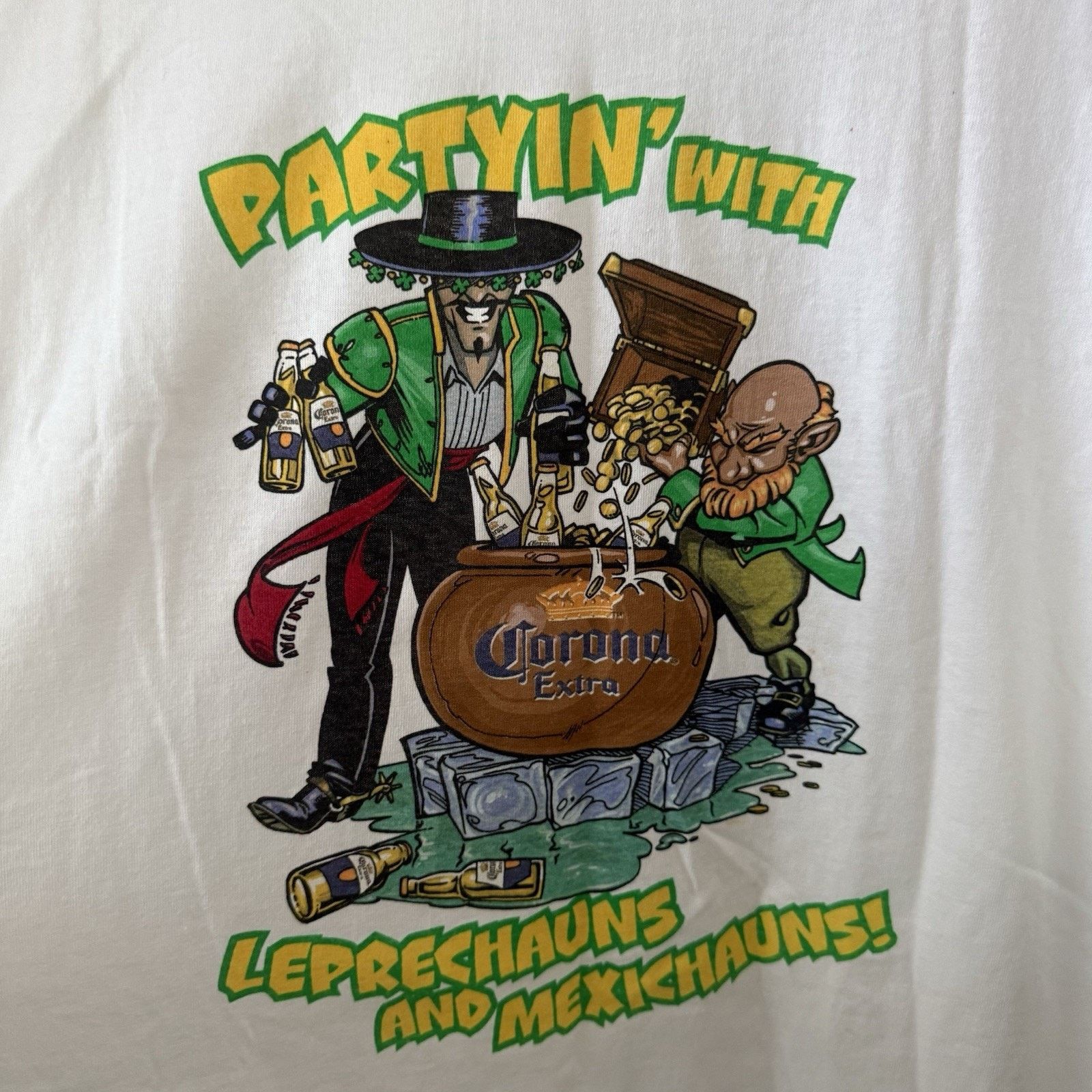 Jerzees Corona Extra T-Shirt Partying Leprechauns Mexicauns Beer Size US XL / EU 56 / 4 - 1 Thumbnail