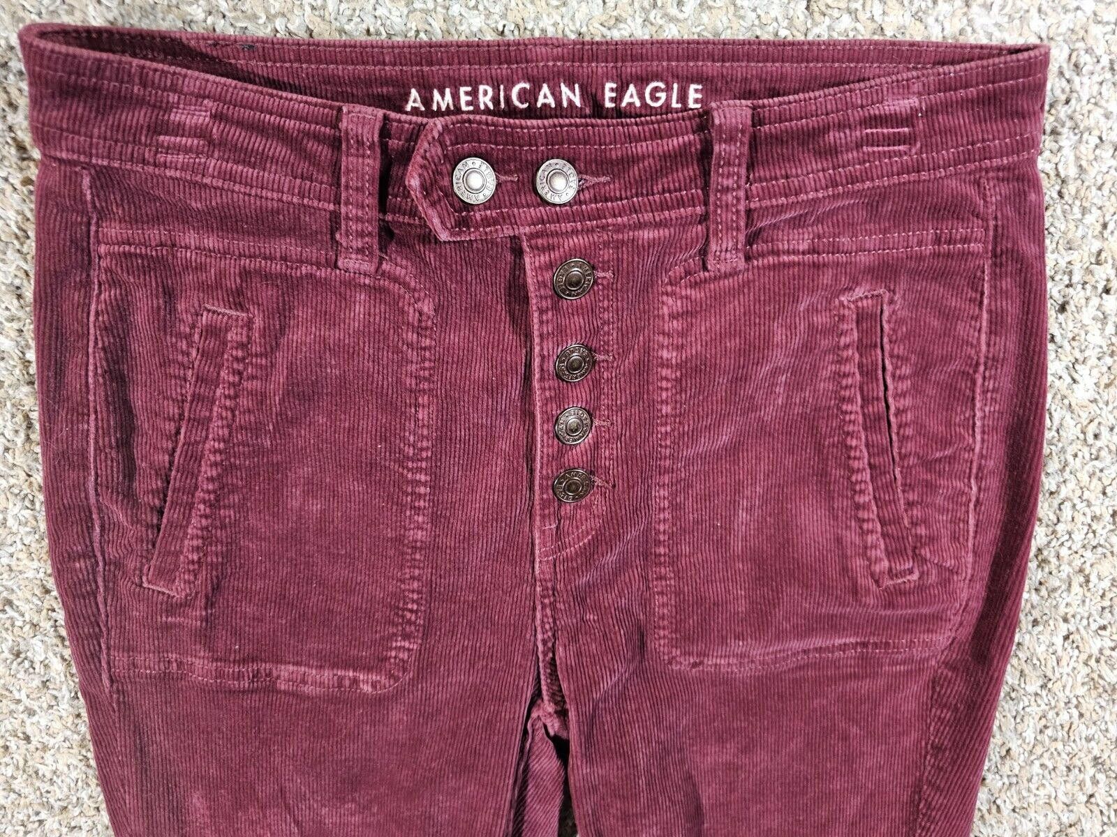 Designer 6 Button AMERICAN EAGLE Courduroy Pants Size 6 Red Size 28" / US 6 / IT 42 - 2 Thumbnail