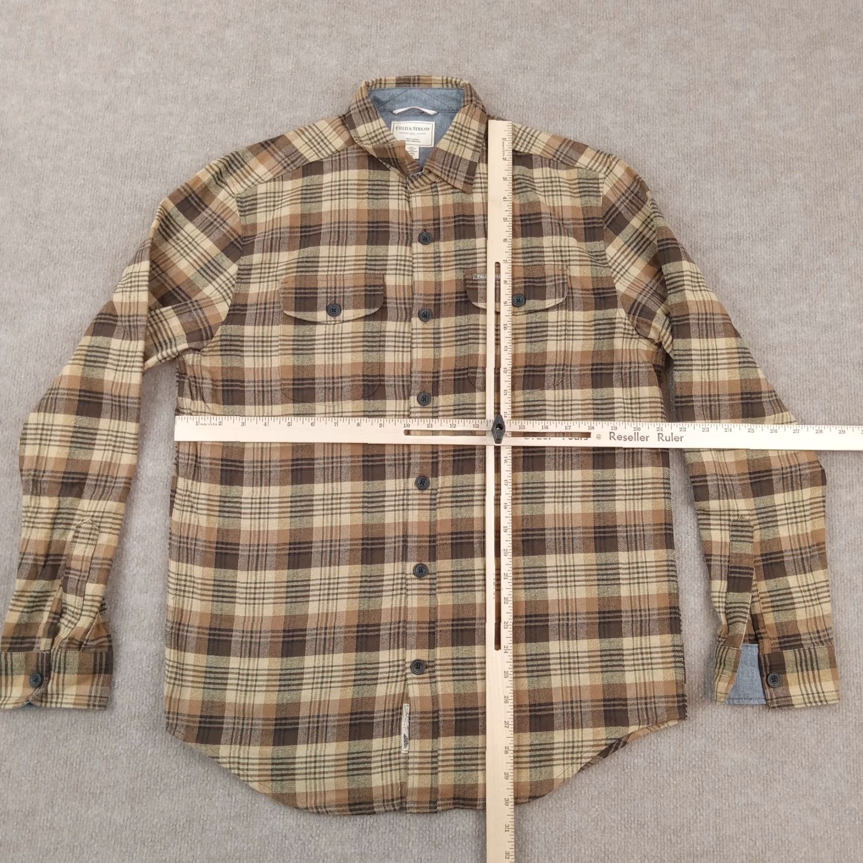 Vintage Field & Stream Shirt Mens Medium Brown Plaid Flannel Button-Up Casual Long Sleeve Size US M / EU 48-50 / 2 - 2 Thumbnail
