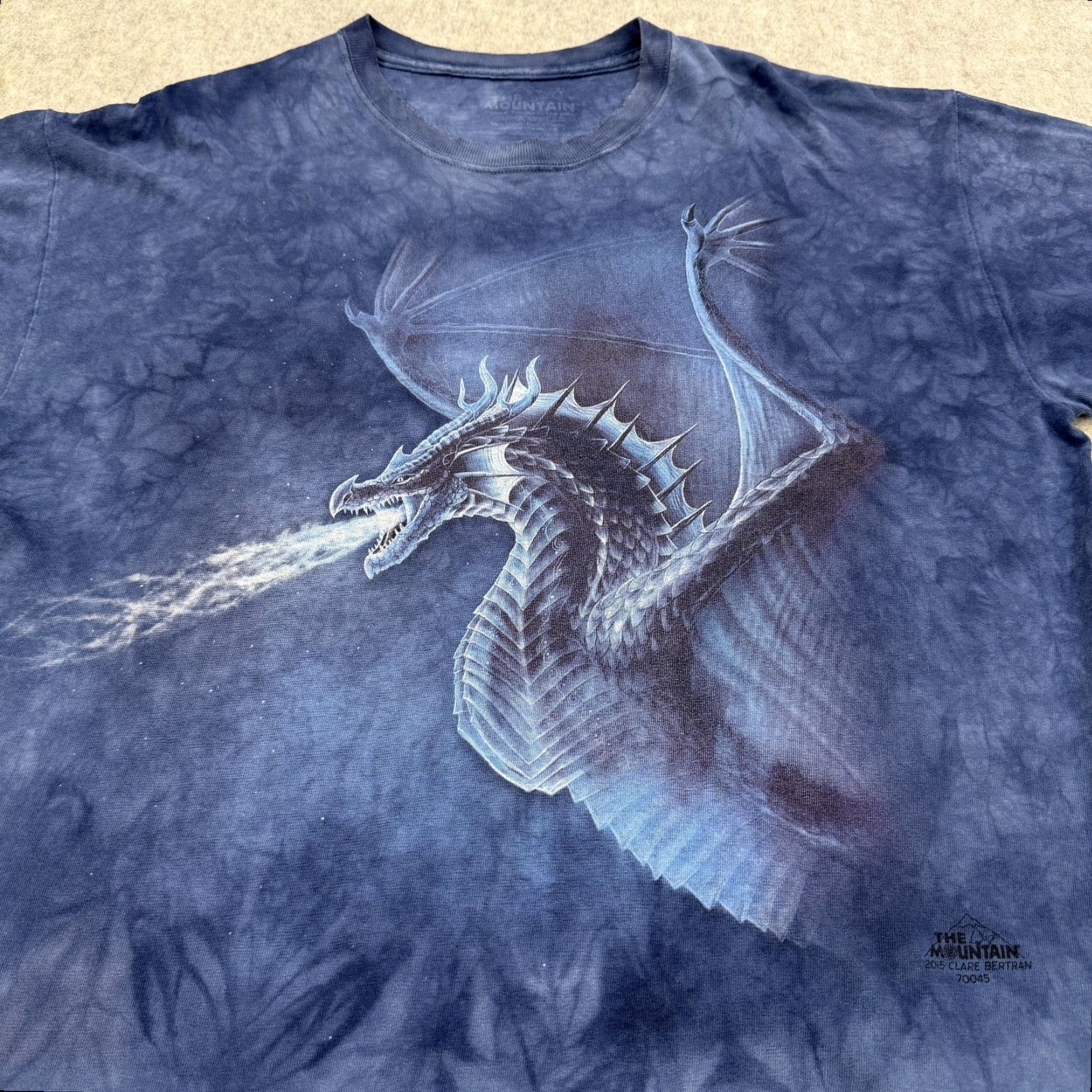 The Mountain The Mountain Shirt Mens XL Blue Dragon Tie Dye Graphic Short Sleeve Tee Fantasy Size US XL / EU 56 / 4 - 2 Thumbnail