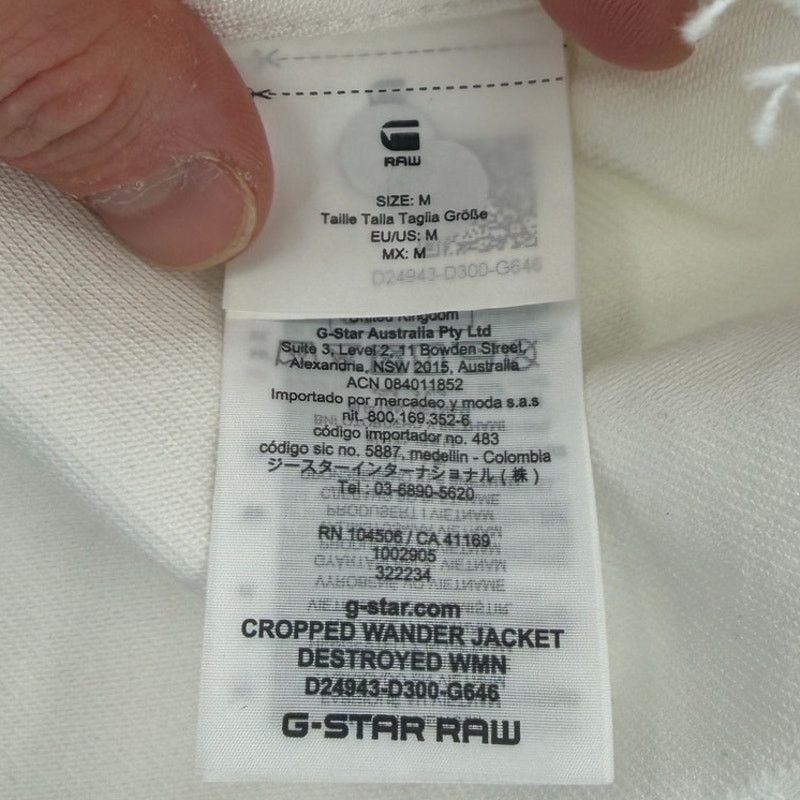 G-Star NWT G-Star RAW Cropped Wander White GD Destroyed Jacket Size M / US 6-8 / IT 42-44 - 7 Thumbnail