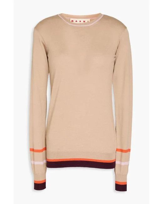 Marni oc11z0525 Wool And Silk Blend Jumper in Natural Size M / US 6-8 / IT 42-44 - 1 Thumbnail