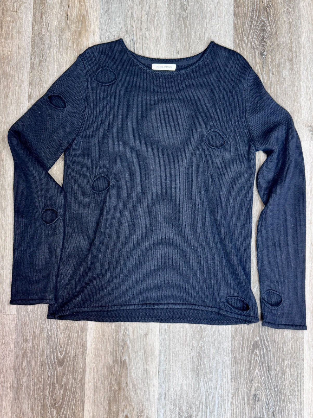 Balmain RARE HOLES KNIT BALMAIN SWEATER 2013 ( original owner ) Size US L / EU 52-54 / 3 - 9 Thumbnail
