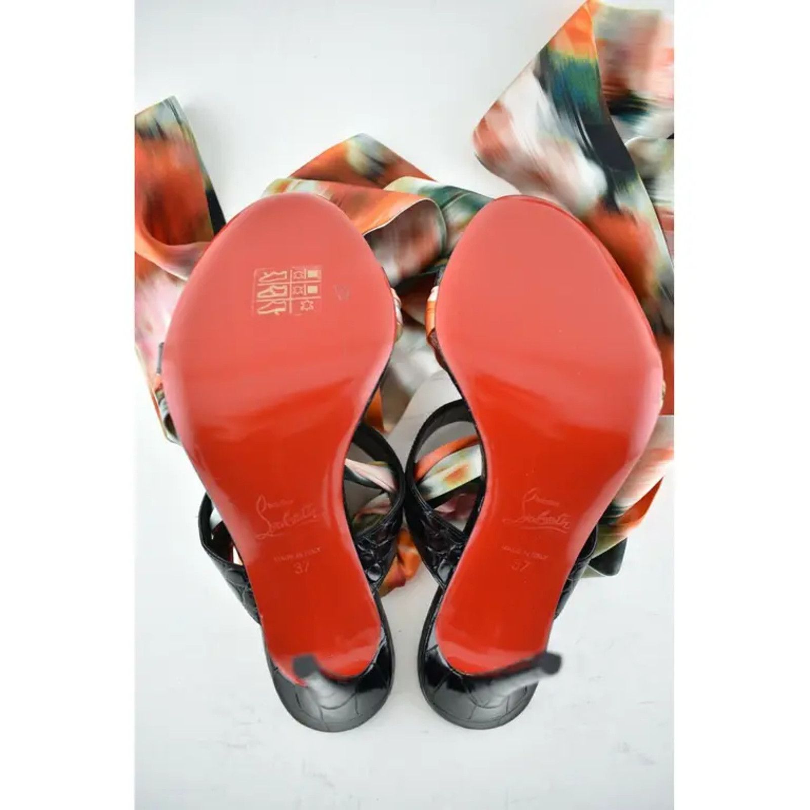 Christian Louboutin Foulard Cheville 100 Black Red Lace Up Sandal Heel Pump 37 Size US 7 / IT 37 - 11 Thumbnail
