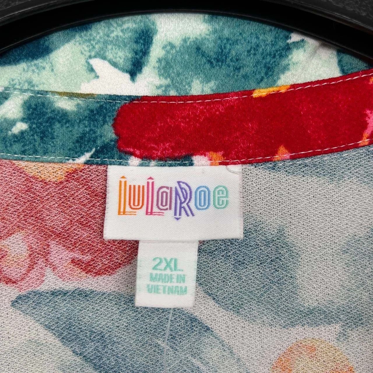 Other LulaRoe Top Women Red Orange Floral Cori Collared New 2XL Size XXL / US 16-18 / IT 52-54 - 4 Thumbnail