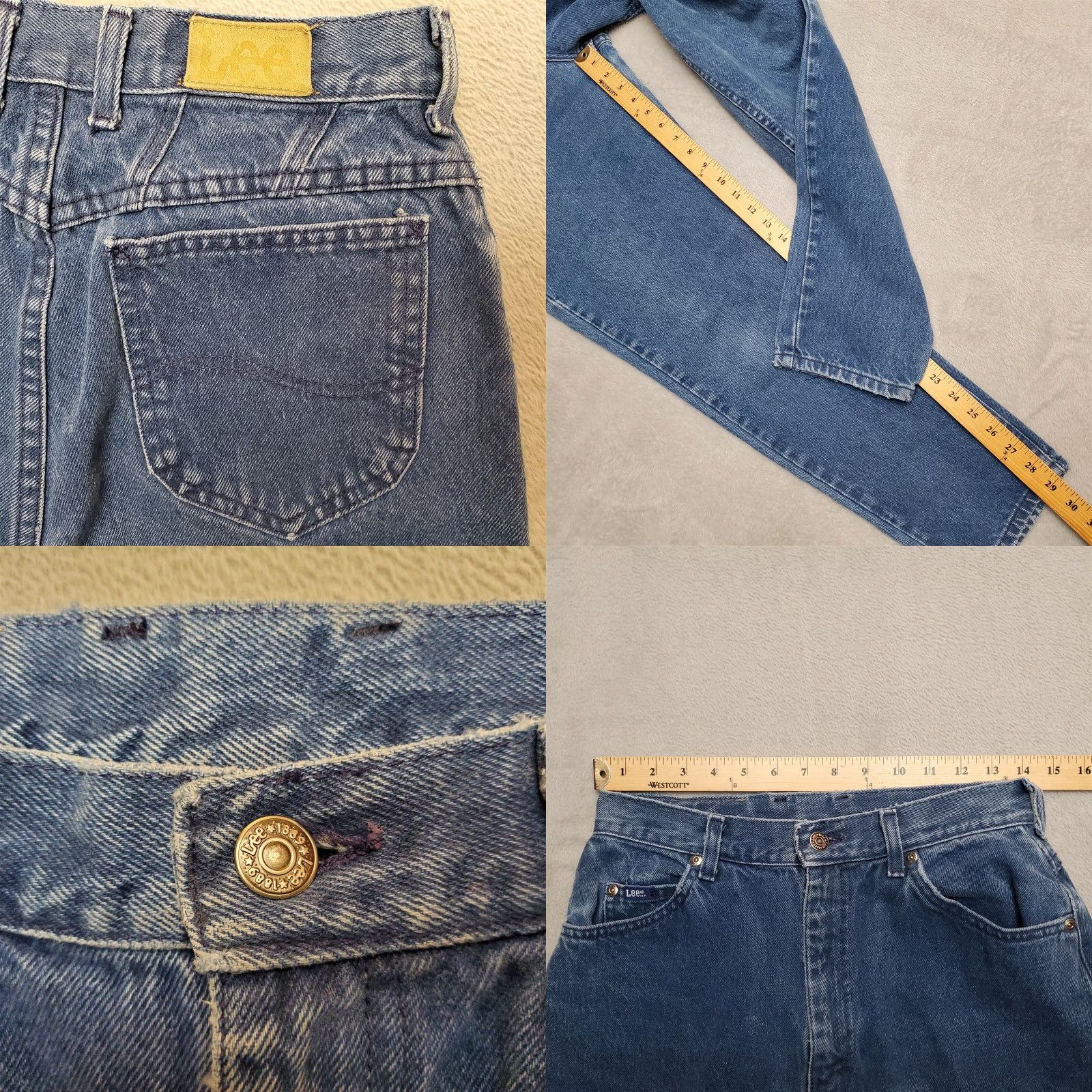 Lee VINTAGE Lee Jeans Womens 12 High Rise 28x29 Blue Denim Mom USA 90s Jeans Womens Tips: Pockets, Regular, Cotton, Zip, Medium Wash Size 34" / US 12 / IT 48 - 8 Thumbnail