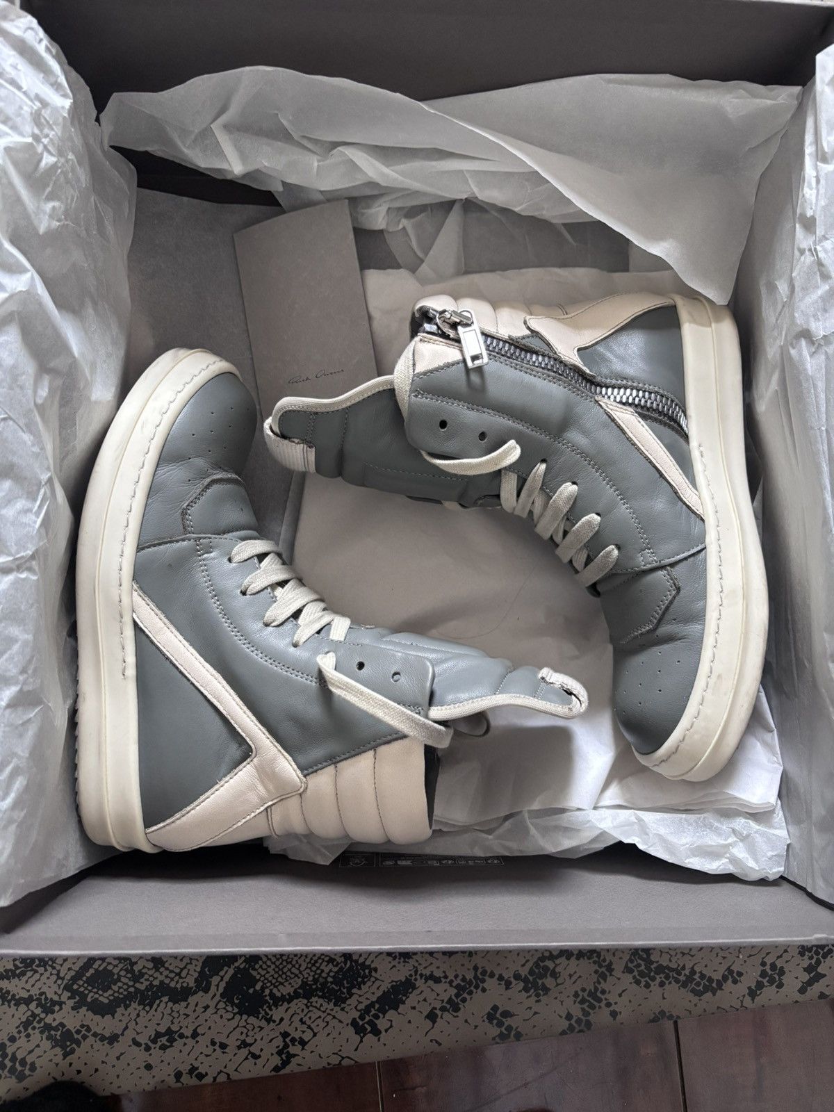Rick Owens Gray Temple Geobasket Sneakers Size US 5 / EU 37 - 8 Thumbnail