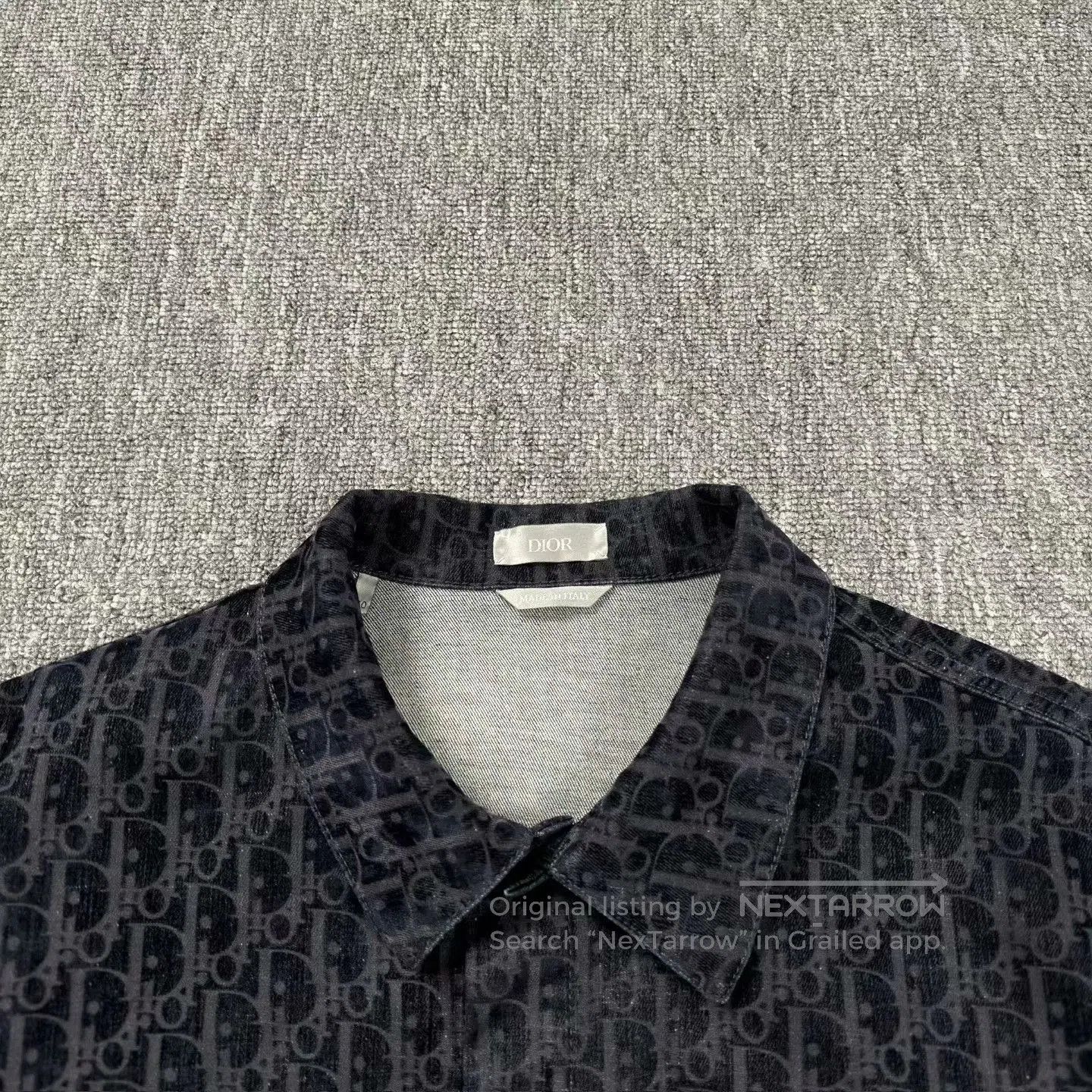 Dior Dior Navy Blue Flocked All-over Print Shirt Jacket. Size US M / EU 48-50 / 2 - 3 Thumbnail