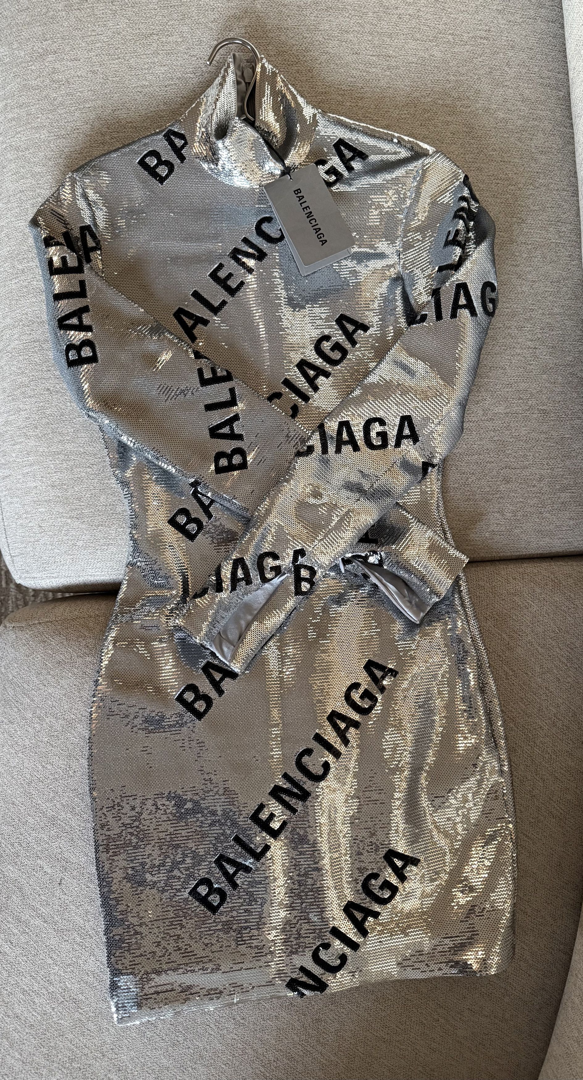 Balenciaga Balenciaga Logo Sequin Dress Size S / US 4 / IT 40 - 3 Thumbnail