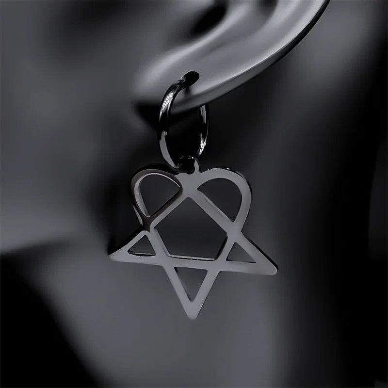 Jewelry Goth Heartagram Star Hoop Earrings Jewelry Gift Size ONE SIZE - 4 Thumbnail