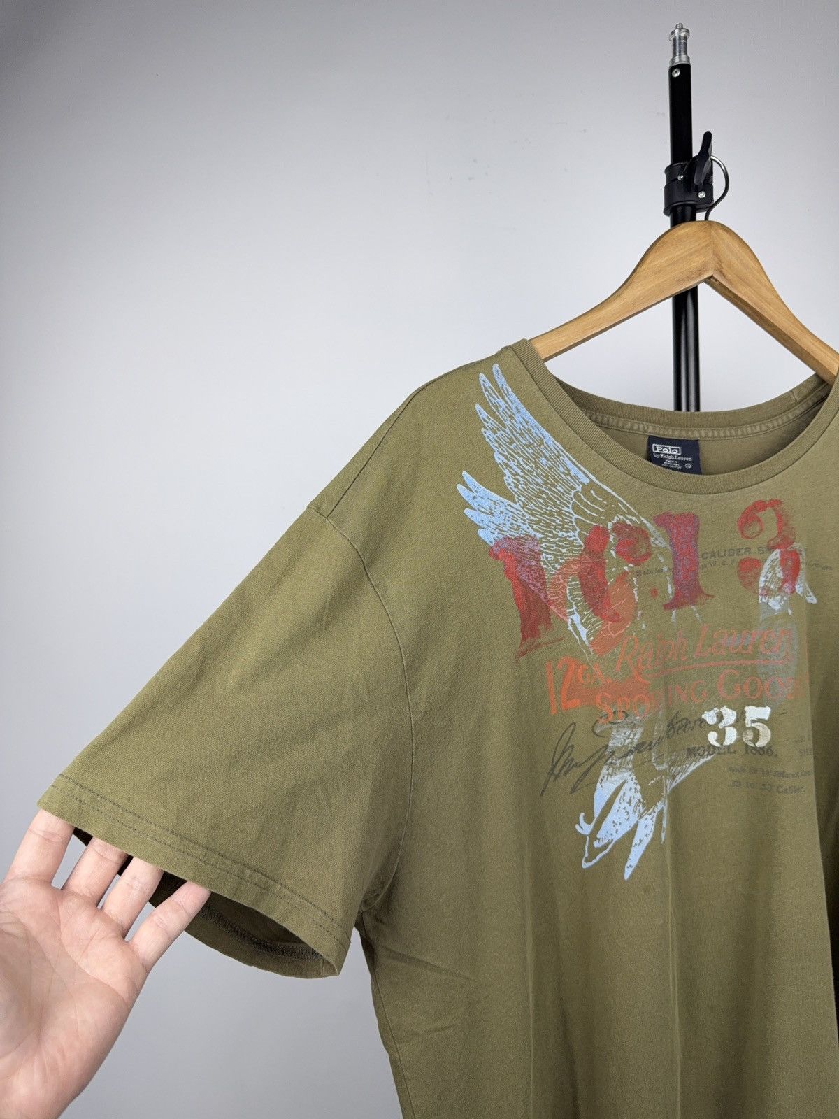 Polo Ralph Lauren 90s Polo Ralph Lauren Olive Vintage Graphic Eagle Tee XL Size US XL / EU 56 / 4 - 4 Thumbnail