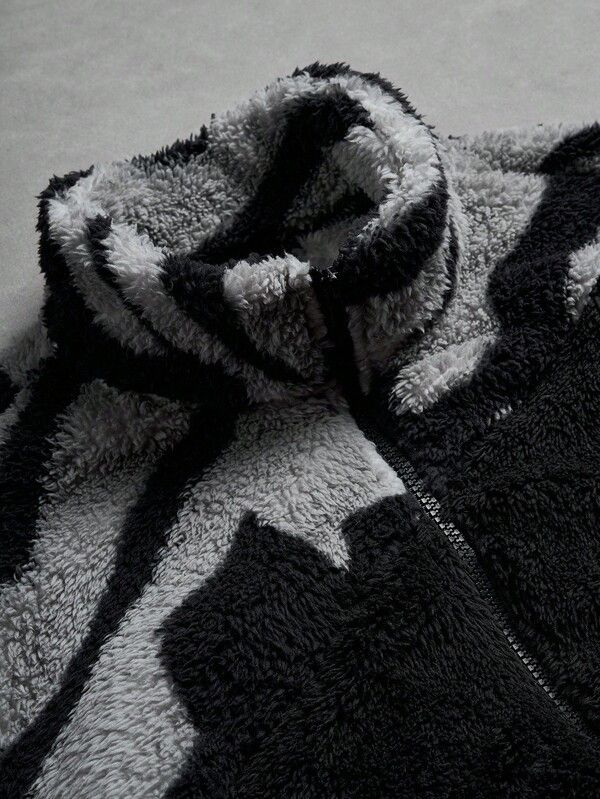 Japanese Brand Black & Grey Tiger Print Fleece Zip Up Jacket Size US M / EU 48-50 / 2 - 5 Thumbnail