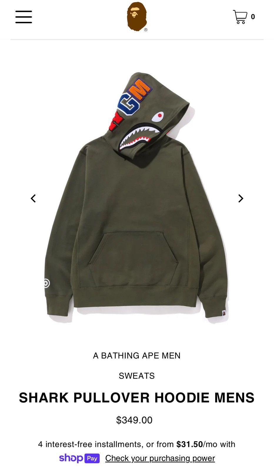 Bape shark emblem pullover hotsell