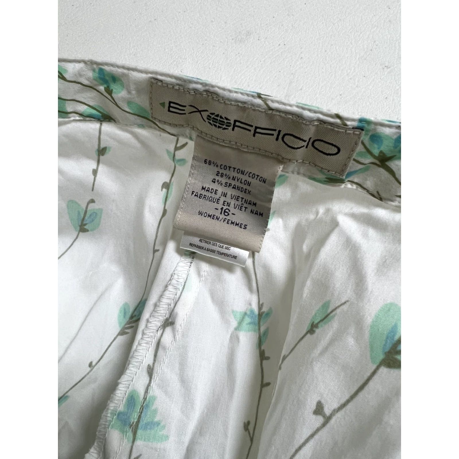ExOfficio ExOfficio Vignette Capri Pants Womens Travel White Floral Cotton Blend 16 Regular Size 16 Women Size 38" / US 16 / IT 52 - 3 Thumbnail