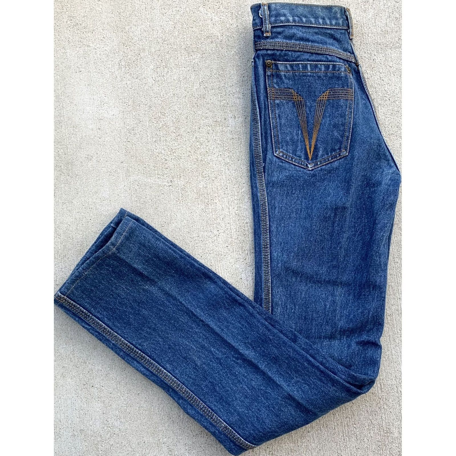 Vintage VINTAGE Brittania Jeans 24 1/2” Waist X 31 1/4” Inseam Women 70s 80s Retro Blue Denim High Waist Straight Size 26" / US 2 / IT 38 - 4 Thumbnail