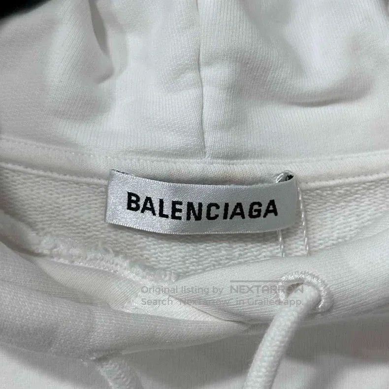 Balenciaga Balenciaga White Printed Logo Hoodie Size US XS / EU 42 / 0 - 5 Thumbnail