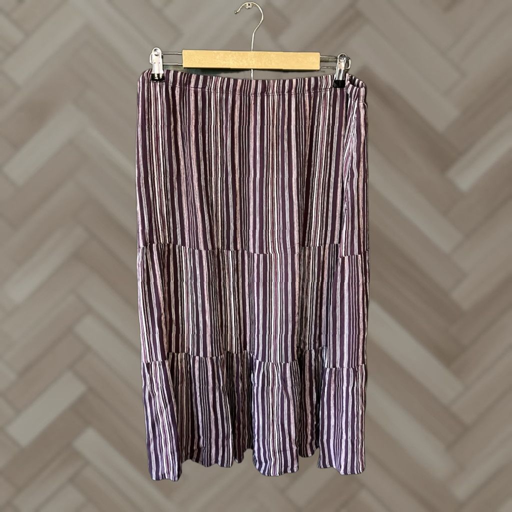 Coldwater Creek Coldwater Creek Skirt Womens Petite XL Purple Striped Flowy Drawstring Size 40" / US 18 - 1 Thumbnail