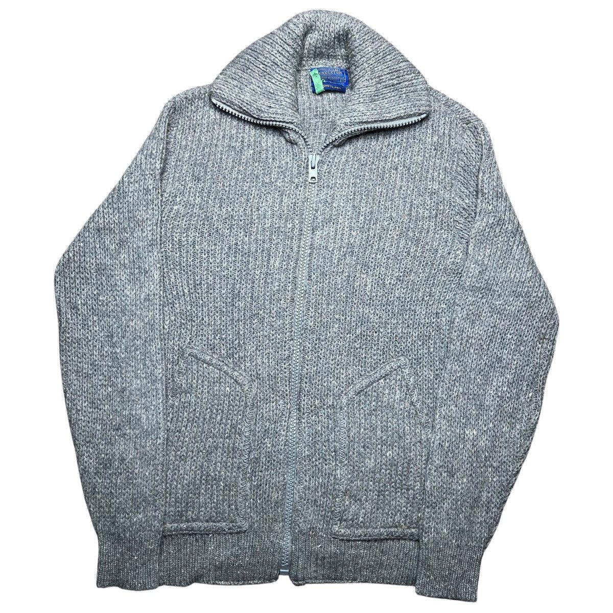 Pendleton × Vintage Vintage 80s Pendleton Shetland Wool Grey Zip Up Knit Sweater Size US M / EU 48-50 / 2 - 1 Thumbnail