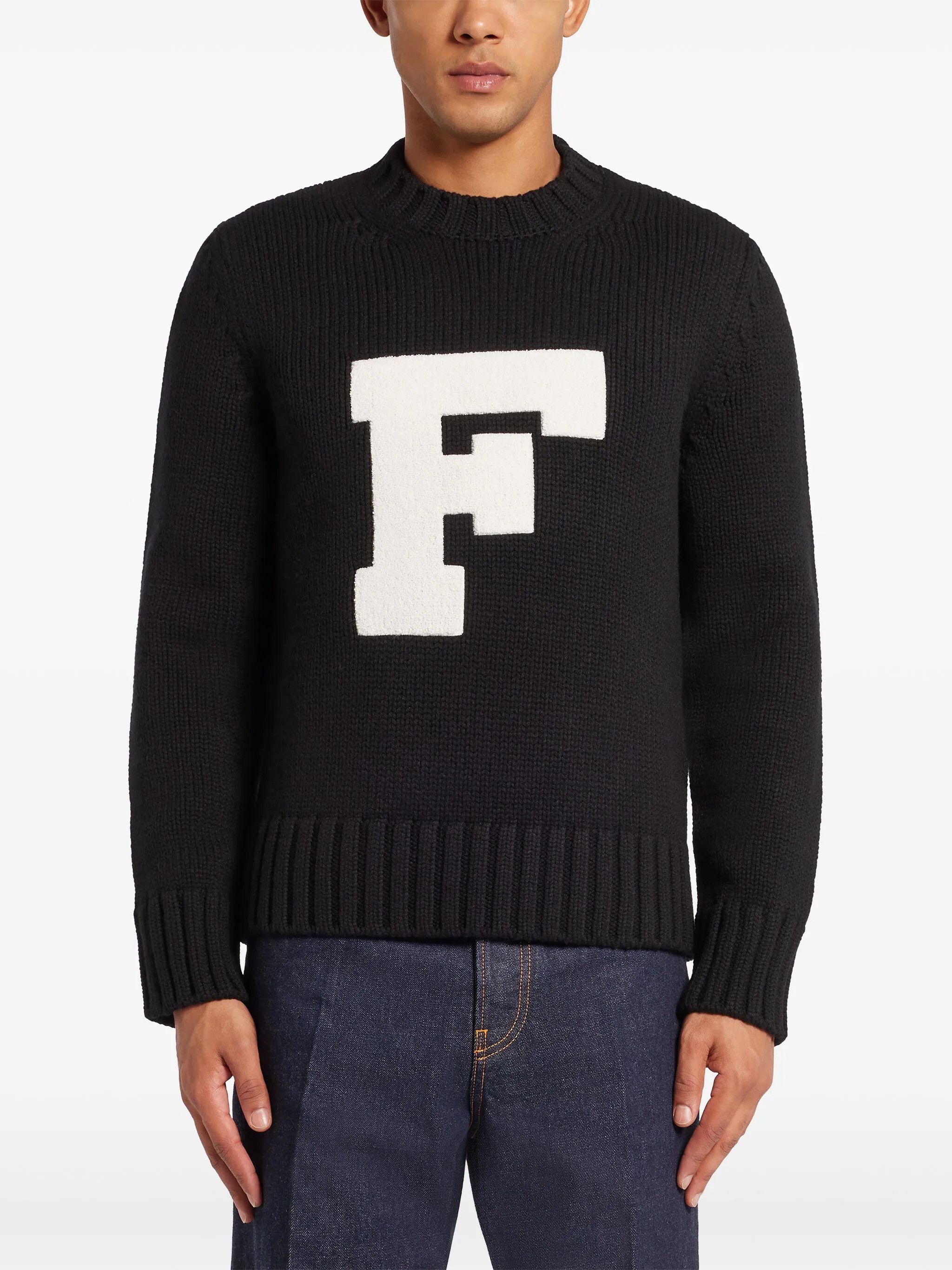 Salvatore Ferragamo o1s1rm0226 Crewneck Sweater in Black Size US XL / EU 56 / 4 - 3 Thumbnail