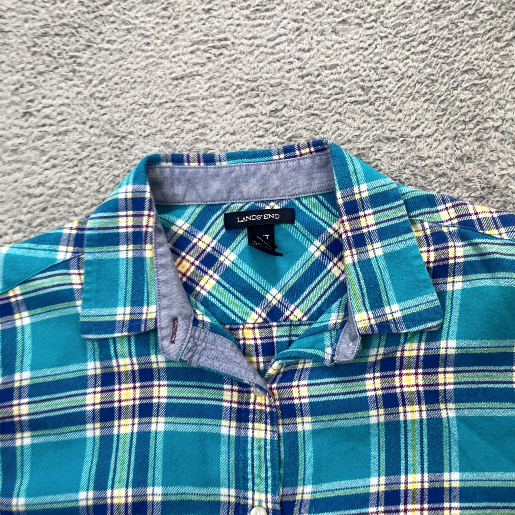Lands' End VINTAGE Lands' End Shirt Womens M Tall Blue Plaid Flannel Cotton Button Up Size M / US 6-8 / IT 42-44 - 6 Thumbnail
