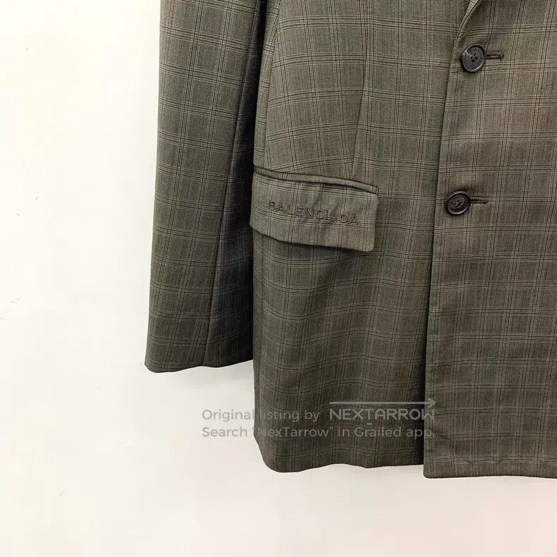 Balenciaga Balenciaga Brown Green Plaid Logo Letter Embroidered Wool Size XS / US 0-2 / IT 36-38 - 4 Thumbnail