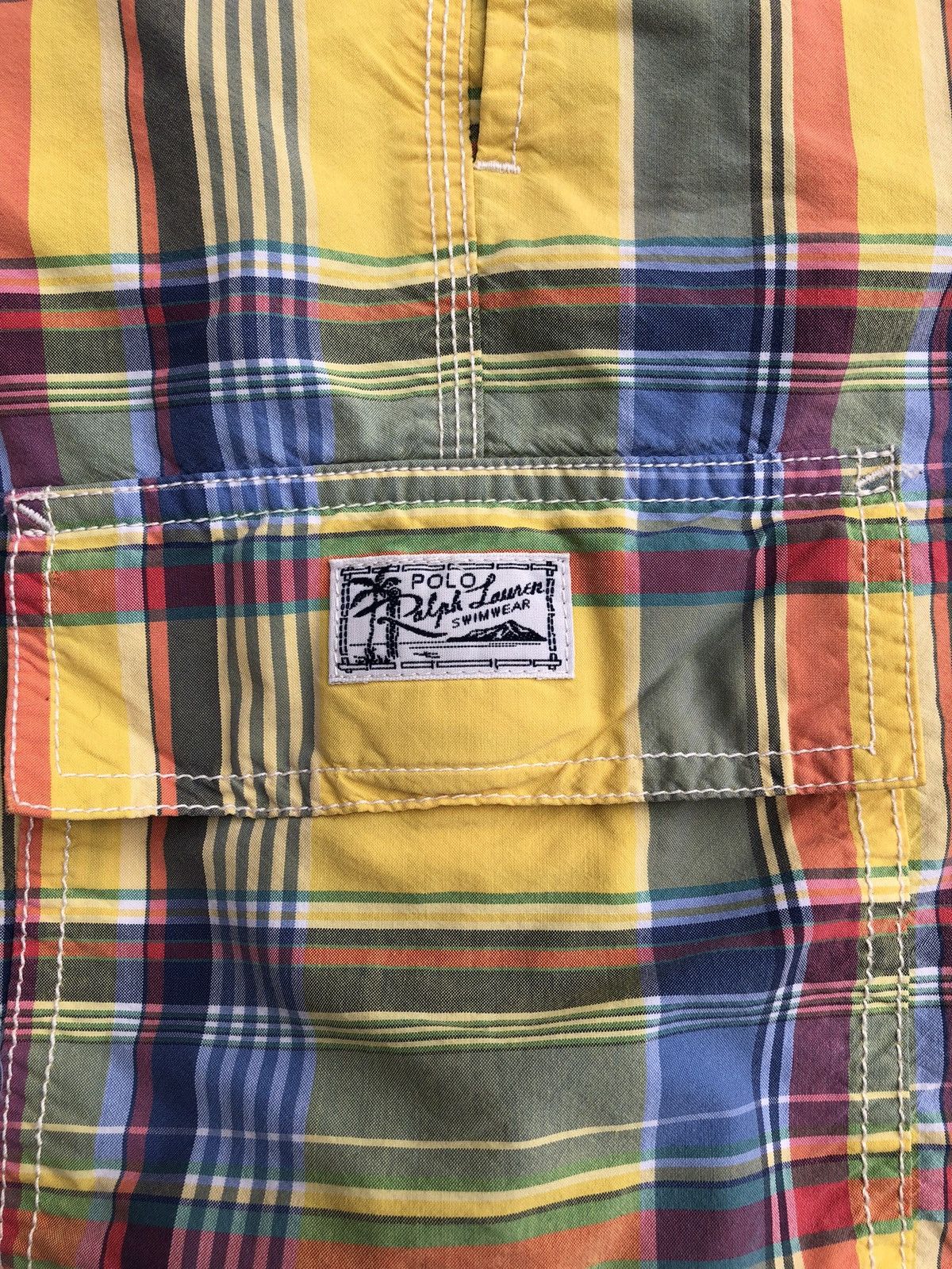 Polo Ralph Lauren Vintage Polo Ralph Lauren Plaid Cargo Pocket Swim Trunks Size US 34 / EU 50 - 6 Thumbnail