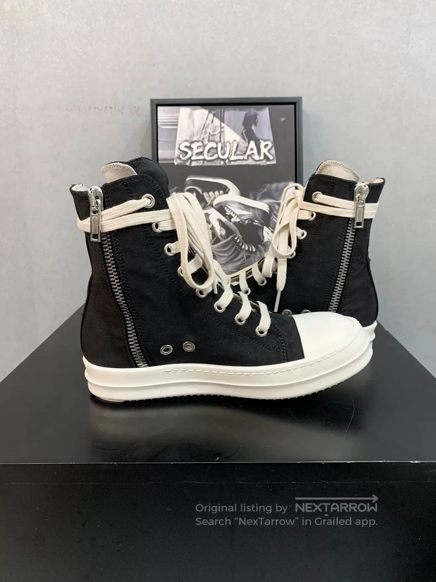 Rick Owens Drkshdw Rick Owens 19FW Satin Canvas High-Top. Size US 5.5 / IT 35.5 - 5 Thumbnail