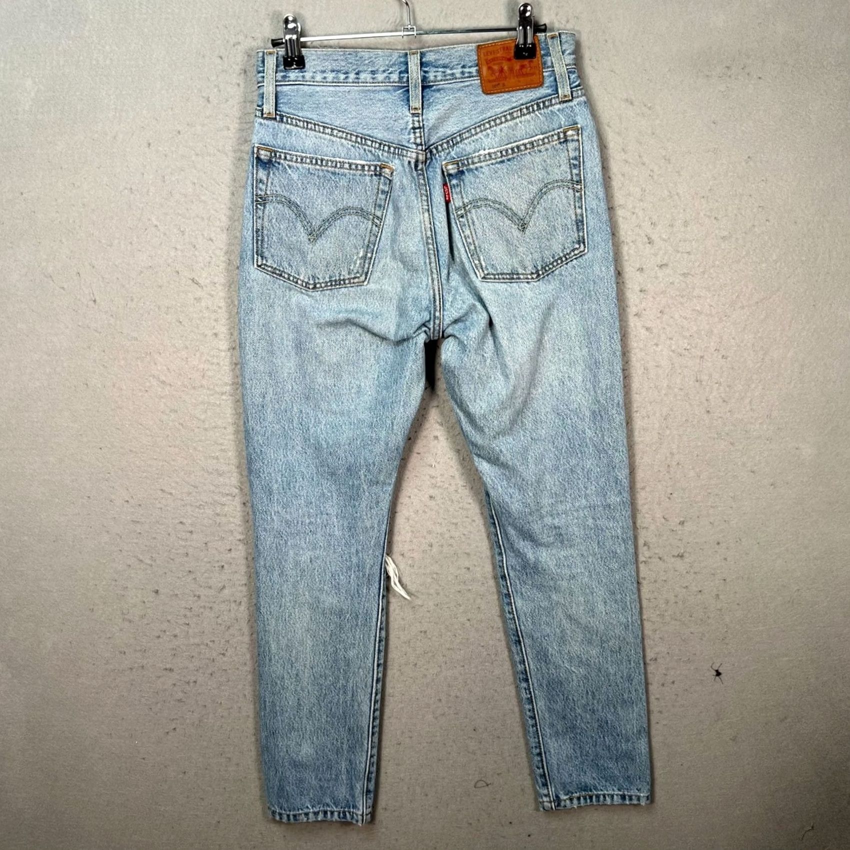 Levi's Levi's 501 Jeans Womens Size 25 Button-Fly Light Wash Distressed Regular 27 In Inseam Blue Cotton Denim Jeans Size 42" / US 20 - 2 Thumbnail
