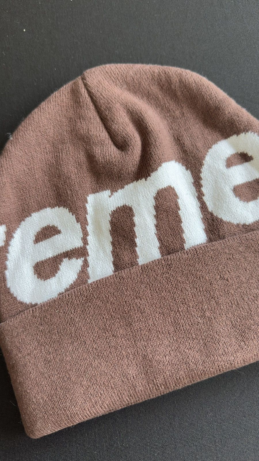 Supreme Supreme Big Logo Beanie Brown Size ONE SIZE - 4 Thumbnail
